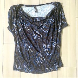 Americanino Cowl neck animal print short sleeve blouse